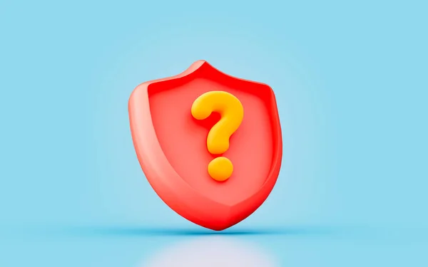 Security Shield Question Mark Sign Render Concept Safety Password Protection — Zdjęcie stockowe