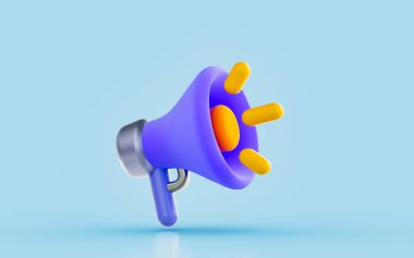 megaphone sign 3d render concept for live broadcasting announcement ceremony loud speak