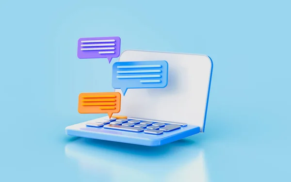 Laptop Message Chat Sign Render Concept Email Conversation Comment Chatting — Fotografia de Stock