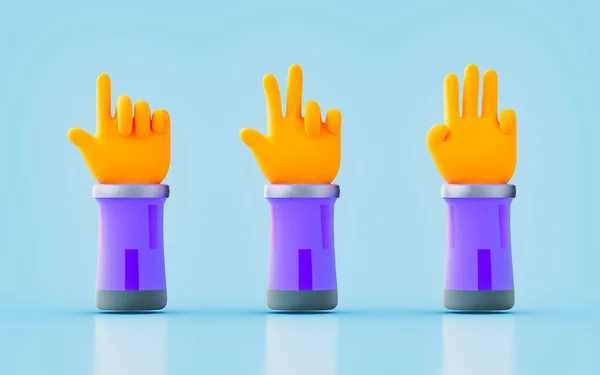 Rise Hand Sign One Two Three Gesture Render Concept Direction — Stockfoto