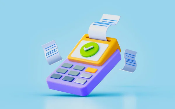 Pos Terminal Sing Checkmark Render Concept Product Payment Completely Done — Foto Stock