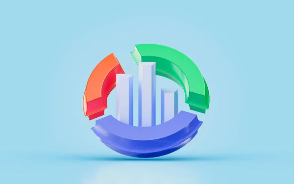 Business Pie Chart Sign Render Concept Analyze Share Profit Investment — 스톡 사진