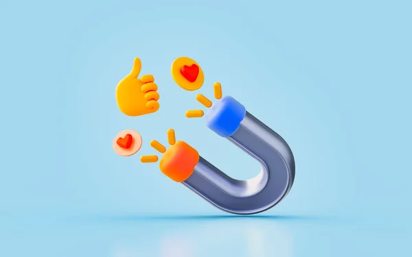 Magnet Sign Emoji Render Concept Management Marketing Social Media — Stockfoto