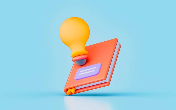 Notebook Lightbulb Sign Render Concept New Invention Research File Document — Foto de Stock