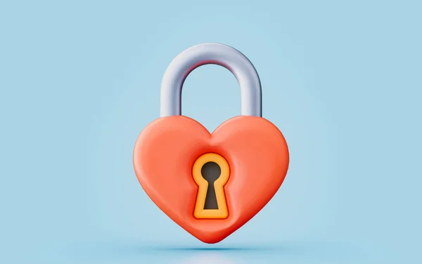 Heart Shape Lock Sign Render Concept Mirage Life Valentine Romance — 스톡 사진