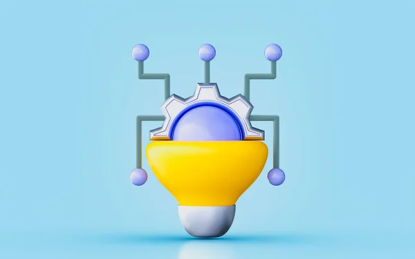 Light Bulb Gear Setting Half Connectivity Sign Render Concept Knowledge — Stock Fotó