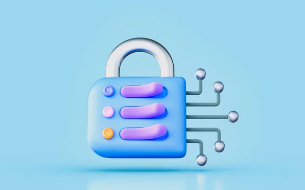 Lock Sign Connectivity Render Concept Data Encryption Document Connection — Fotografia de Stock