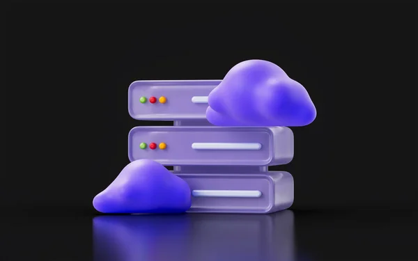 Storage Cloud Sign Dark Background Render Concept Multimedia Database Network — 스톡 사진