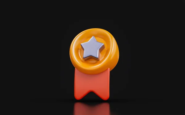 Star Meddle Badge Sing Dark Background Render Concept Prize Premium — 图库照片