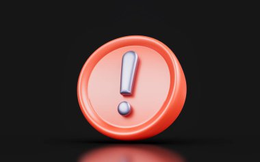 exclamation sign badge on dark background 3d render concept for emergency warning