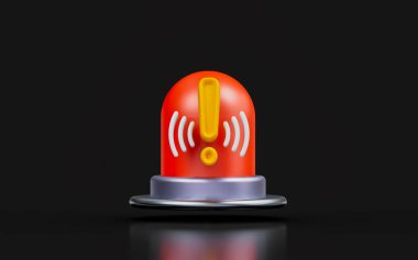 exclamation sign on dark background 3d render concept for ambulance saran signal