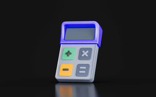 Calculator Sign Dark Background Render Concept Money Calculation Budget Cost — Foto Stock