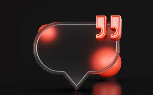 Quote Blank Chat Bubble Sign Glass Morphism Dark Background Render — 图库照片
