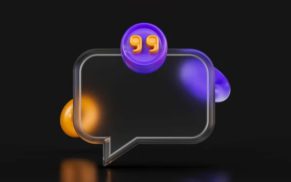 Quote Blank Chat Bubble Sign Glass Morphism Dark Background Render — 图库照片