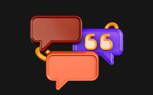 Quote Black Babble Chat Sign Dark Background Render Concept Conversation — Foto Stock