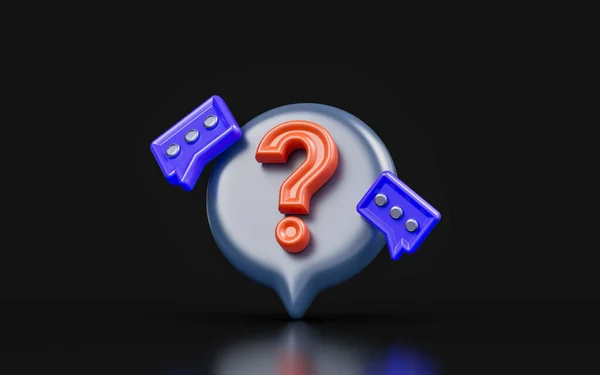 Question Mark Sign Bubble Chat Message Dark Background Render Concept — Stockfoto