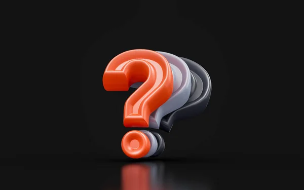 Question Mark Sign Dark Background Render Concept Confusion Exam Time — Stock fotografie