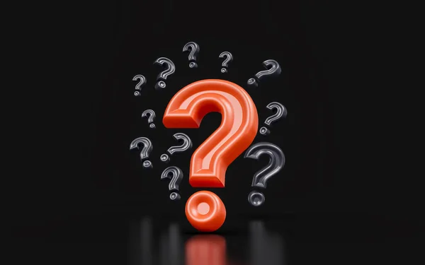 Question Mark Sign Dark Background Render Concept Thinking Solution — Stock Photo, Image