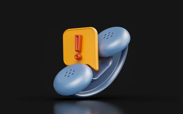 Call Exclamation Sign Dark Background Render Concept Emergency Communication — 图库照片