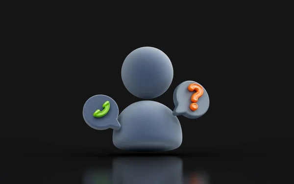 User Call Question Mark Sign Dark Background Render Concept Client — 图库照片