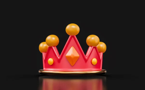 Crown Sign Dark Background Render Concept Birthday Celebration King Queen — 图库照片