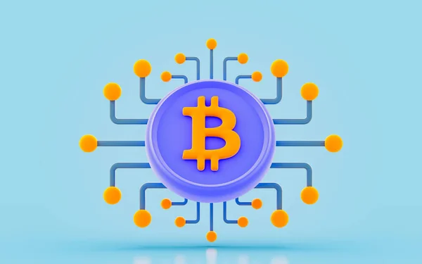 Bitcoin Connectivity Sign Render Concept Future Currency Network Connectivity — Stockfoto