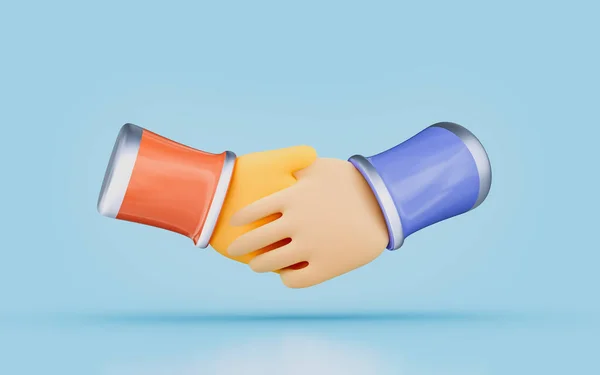Handshake Sign Cartoon Look Render Concept Agreement Success Deal Done — Stok fotoğraf