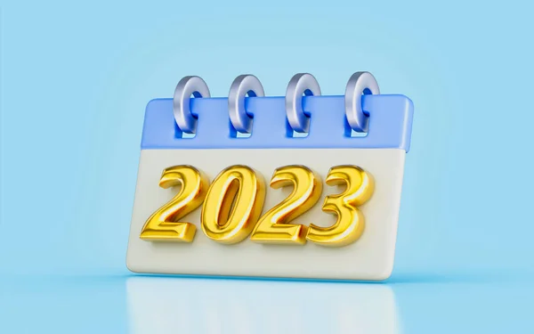 Happy New Year 2023 Golden Look Render Concept Event Calendar — Fotografie, imagine de stoc