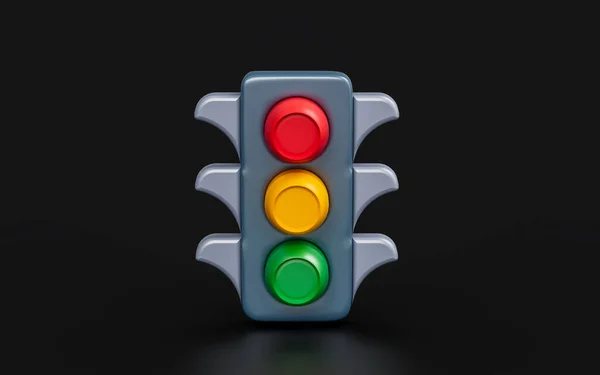 Traffic Light Sign Dark Background Render Concept Highway Signal Road — Stock fotografie