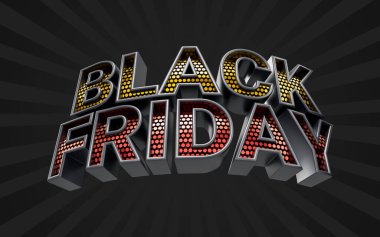 sale banner design template on dark background 3d render concept for black Friday event