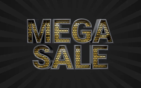 mega sale banner design template on dark background 3d render concept for shopping offer