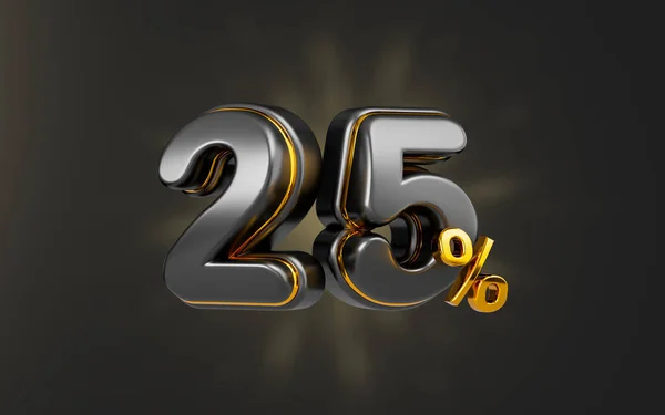 black Friday offer 25 percent discount sale banner on dark background 3d render concept for shopping