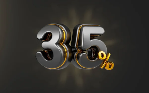 black Friday offer 35 percent discount sale banner on dark background 3d render concept for shopping