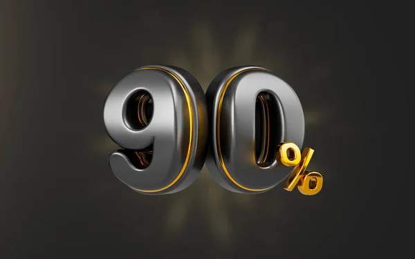 black Friday offer 90 percent discount sale banner on dark background 3d render concept for shopping