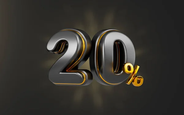 black Friday offer 20 percent discount sale banner on dark background 3d render concept for shopping