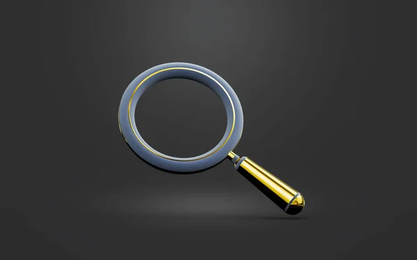 Magnify Glass Sign Dark Background Render Concept Finding Research Discover — Stock Photo, Image