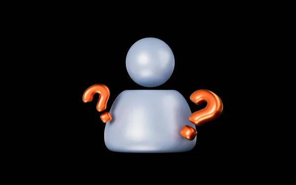 user question mark sign on dark background 3d render concept for thinking confusion