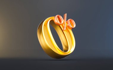 black Friday mega offer 0 percent interest with gold confetti 3d render concept for big shopping