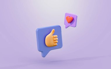 Sosyal medya emoji geribildirim faresi için 3D yorumlama işareti gibi