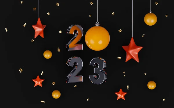 Frohes Neues Jahr 2023 Banner Vorlage Design Mit Ornament Auf — Stockfoto