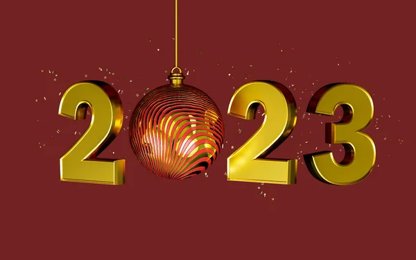 Feliz Ano Novo 2023 Design Modelo Banner Com Ornamento Bola — Fotografia de Stock