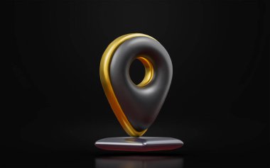 İşaretleme yeri bulma için konum işareti koyu arkaplan 3d oluşturma kavramı 