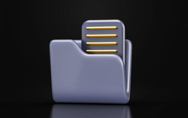 документ со знаком папки на темном фоне 3d рендеринг концепции для сохранения информации о файле  