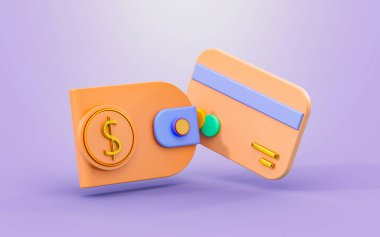 Para biriktirmek için 3 boyutlu kredi kartı imzalı cüzdan.