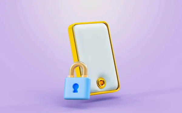 Smart Phone Padlock Sign Render Concept Mobile System Lock Password — Stock Photo, Image