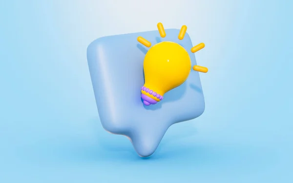 Bubble Chat Mit Glühbirne Zeichen Render Konzept Für Technologie Erfindung — Stockfoto