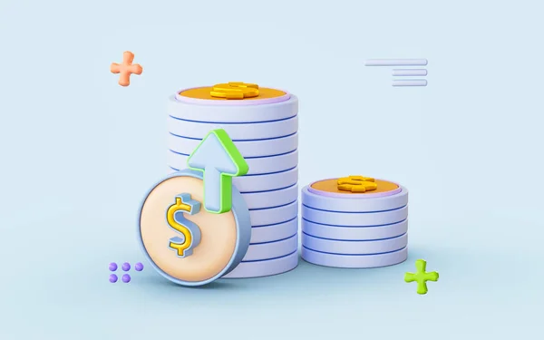 お金利益成長投資銀行貯蓄のためのドル記号3Dレンダリングの概念 — ストック写真