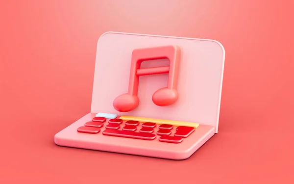 Ноутбук Символом Музичної Ноти Ілюстрація Фон Створення Улюбленої Пісні — стокове фото
