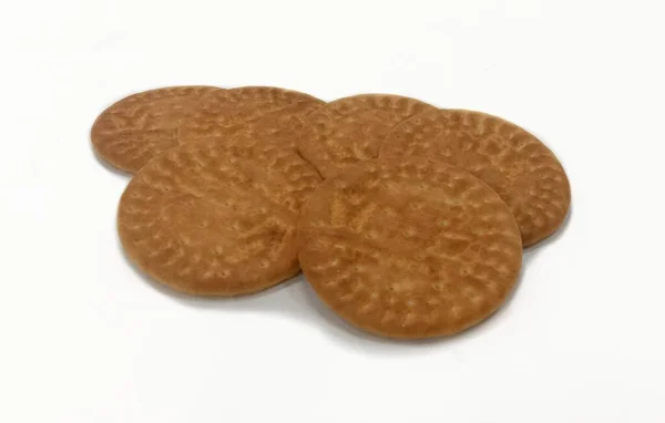 Delicious Crackers Κύκλος Απομονώνονται Λευκό Φόντο — Φωτογραφία Αρχείου