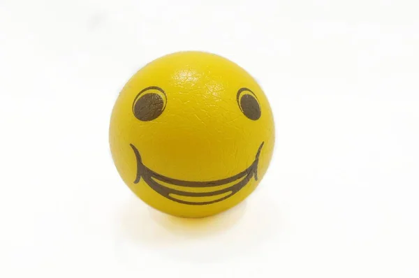 Yellow Smiley Ball Isolated White Background — Stock Photo, Image